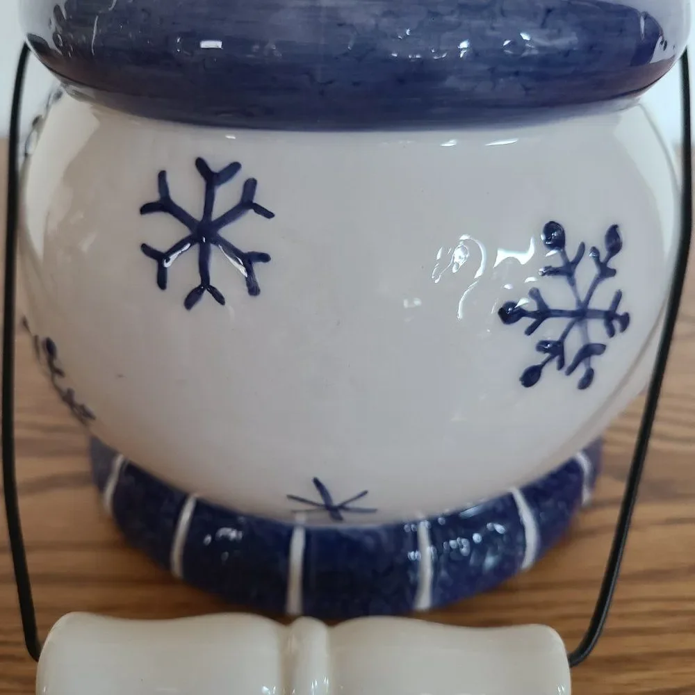 Ceramic Cheery Winter Snowman Bucket Pail Christmas Décor Vintage